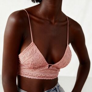 Free People Elsie Embroidered Bralette Peach Skin size XS
